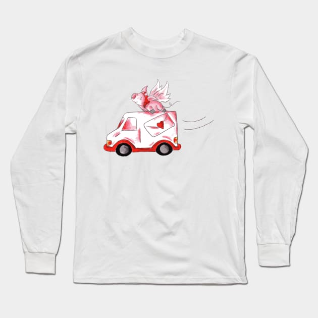 Valentine Delivery Long Sleeve T-Shirt by KristenOKeefeArt